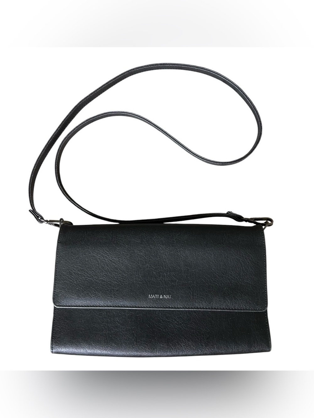 Matt & Nat Black Vegan Leather Flap Crossbody Bag